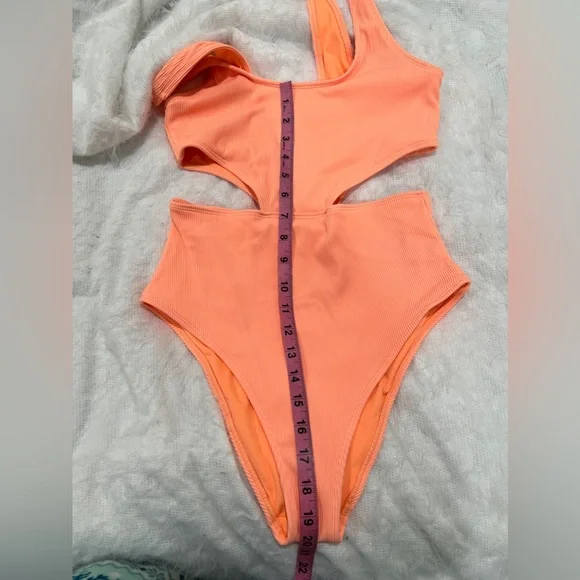 aerie shine pique v wire cutout one piece swimsuit Size M - Picture 2 of 6